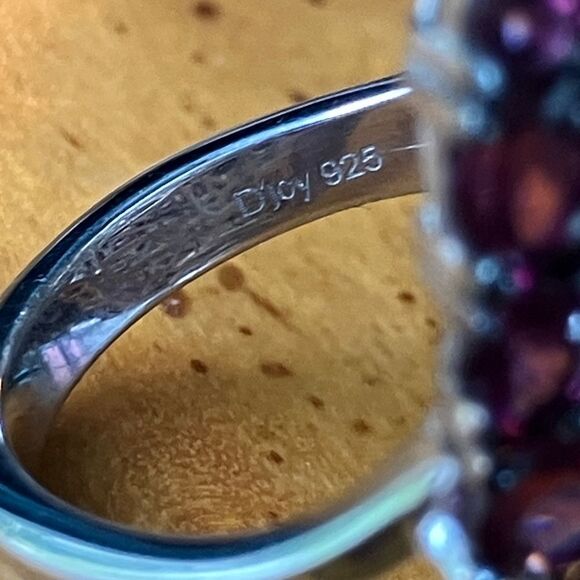 Natural Rhodolite Garnet Sterling Silver Cocktail Ring Size 5.75 - Picture 6 of 9